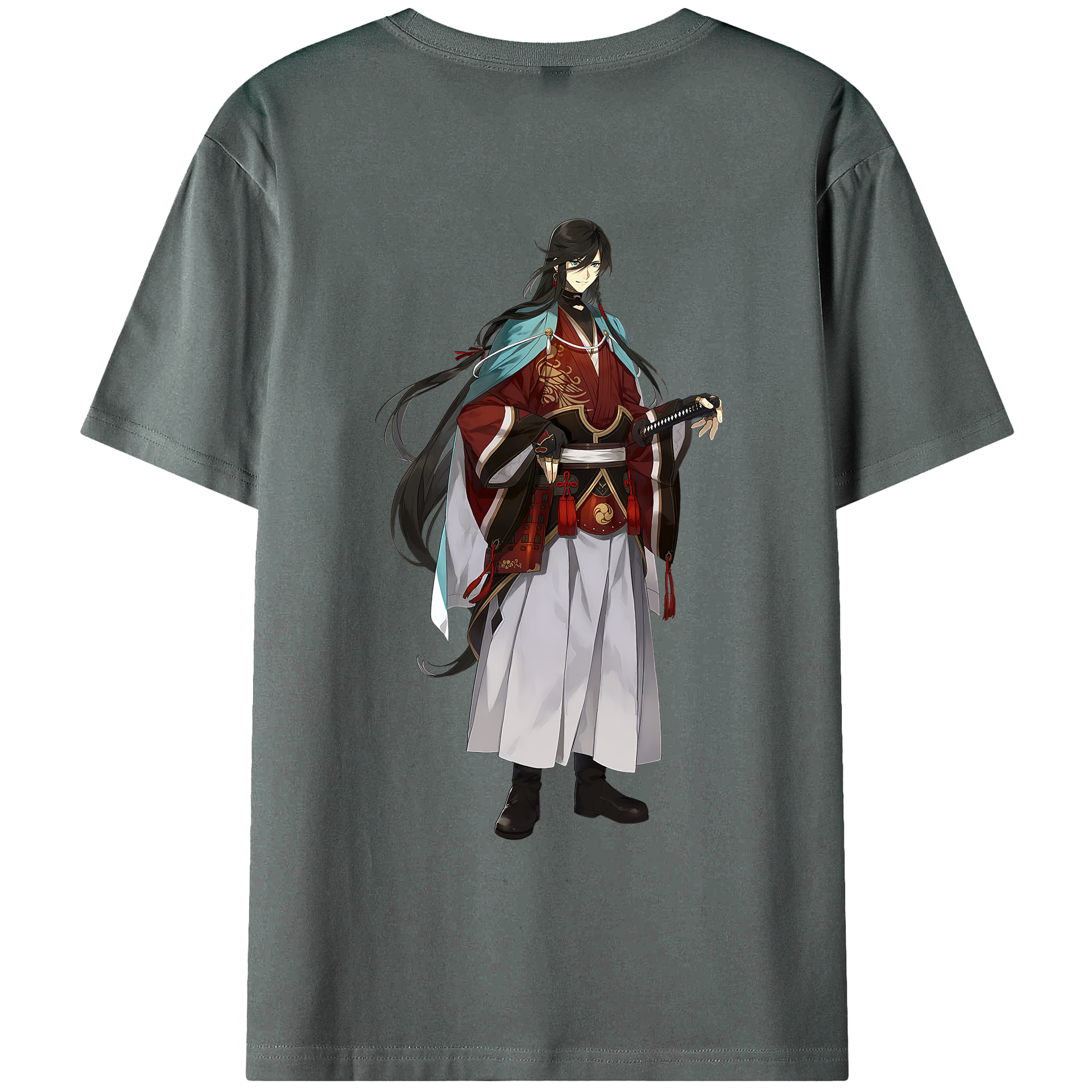 （画像用） 刀剣乱舞 Touken Ranbu 綿100％ メンズ半袖Tシャツ（バックプリント） 通気性